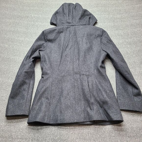 AK Anne Klein Sport Coat Womens Small Wool Blend Hooded Peacoat Double Breasted - Picture 9 of 10